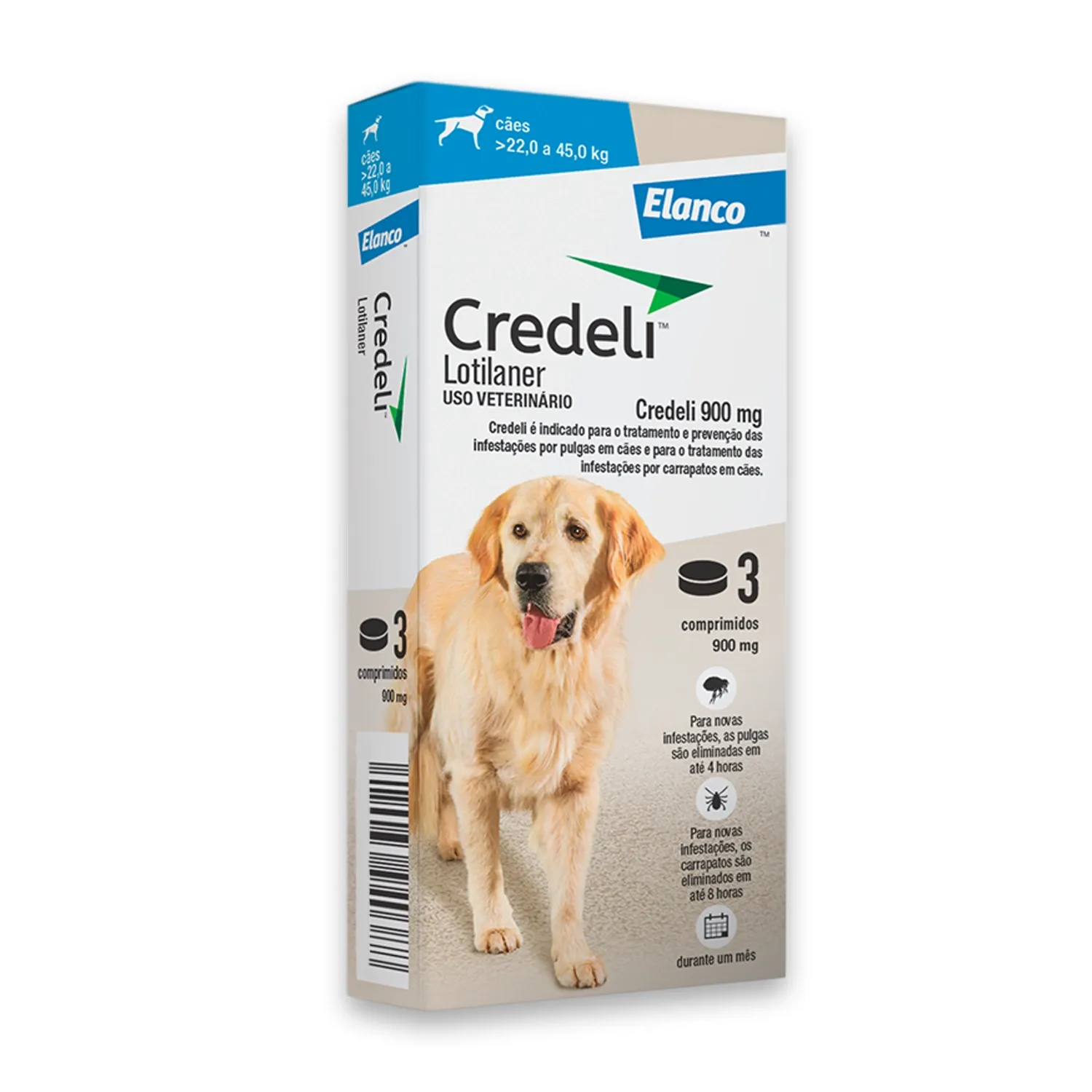Antipulgas Credeli 900mg Cães 22 a 45kg